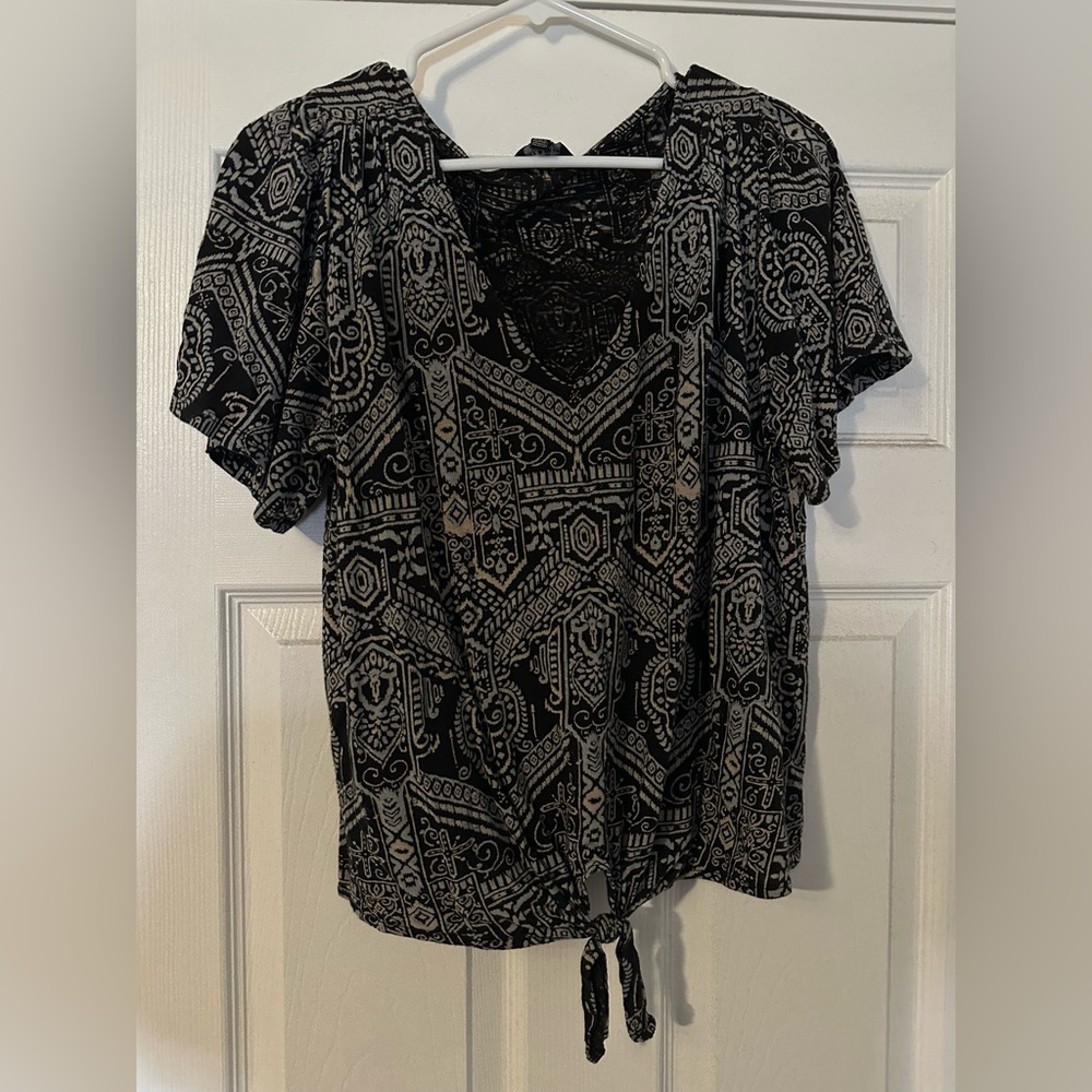 Lucky Brand Black and White Paisley Blouse